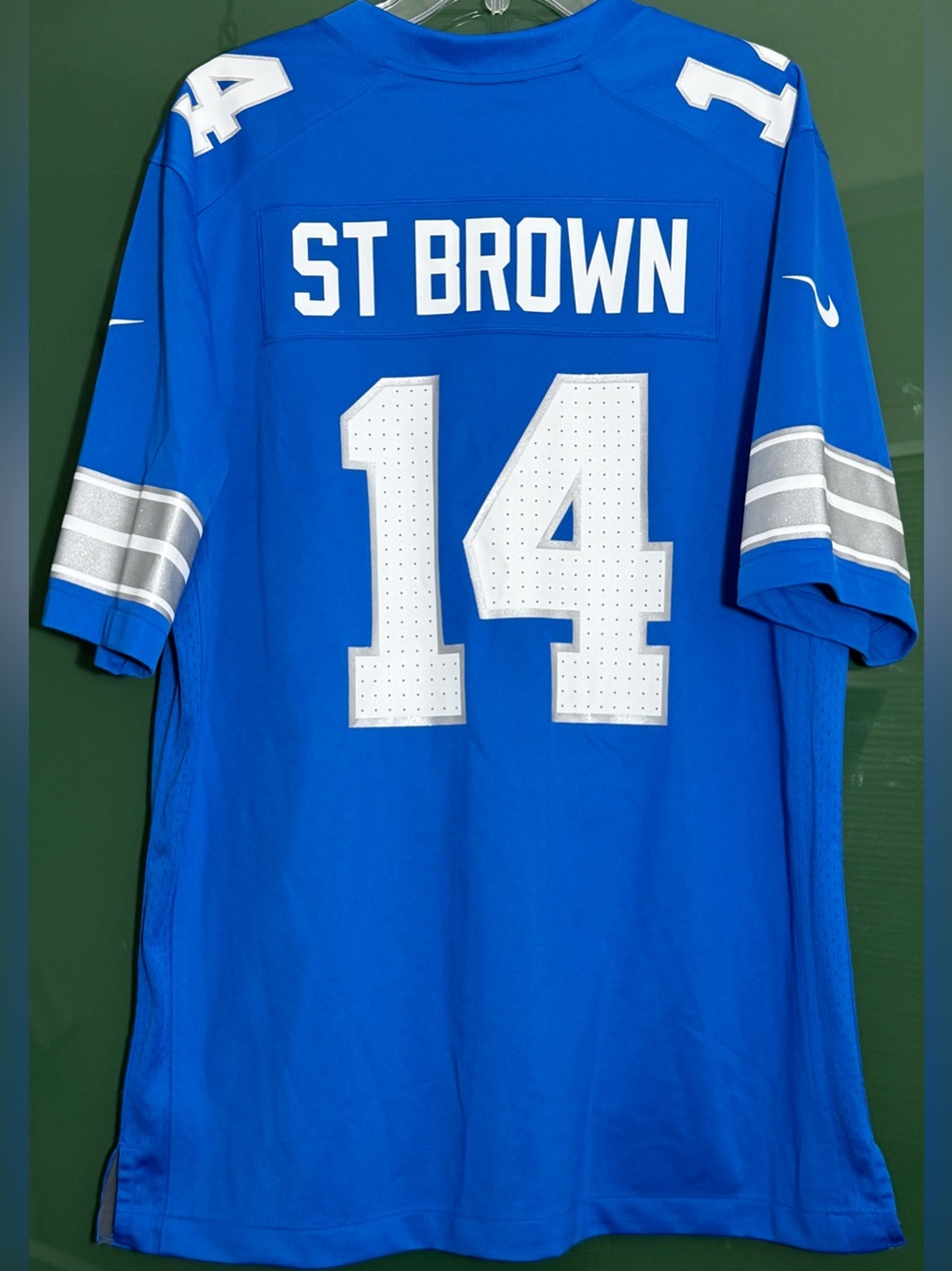 Nike Amon-Ra St. Brown Detroit Lions #14 Home Blue Game Jersey Men’s Large
